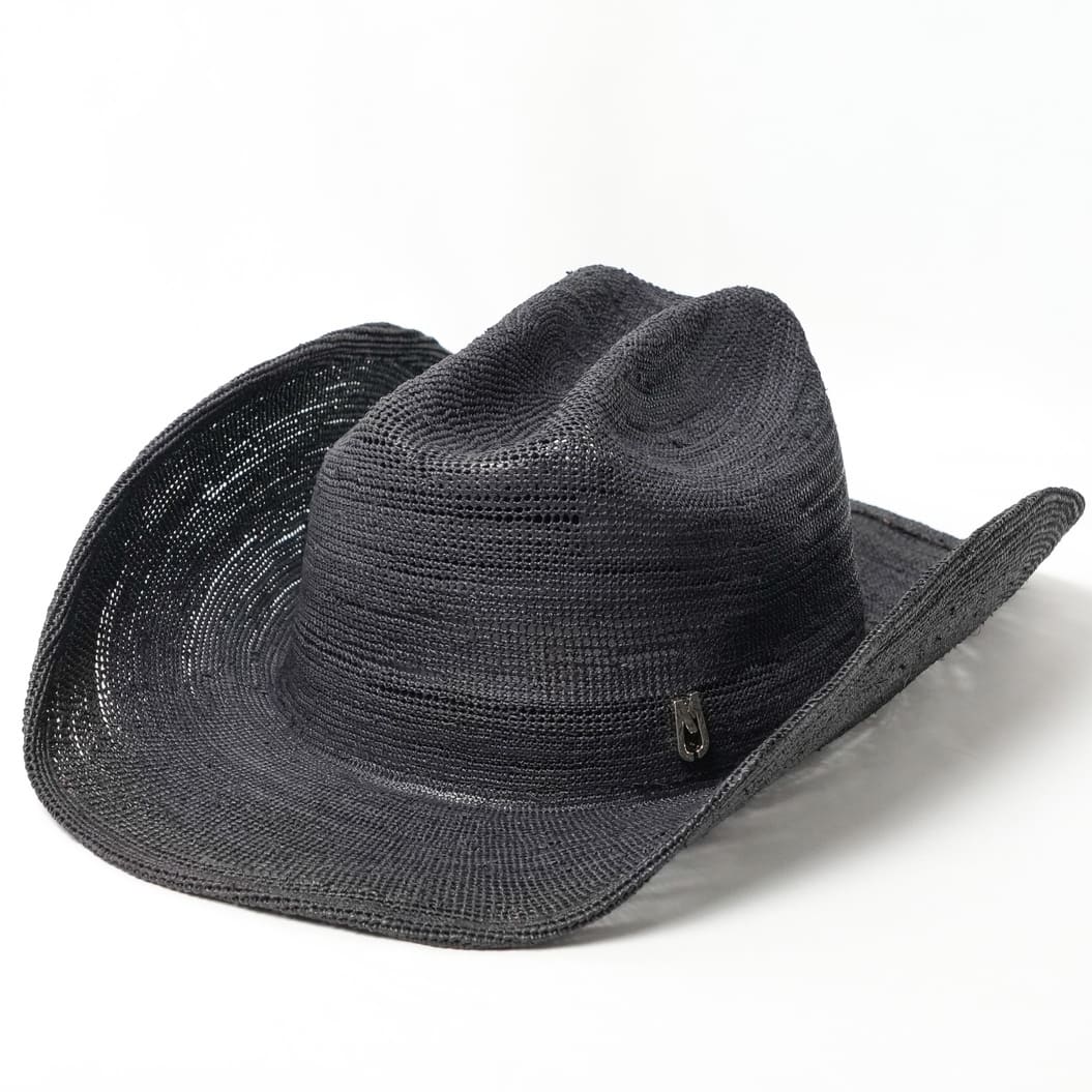 RAFFIA BLACK Kaubojski šešir