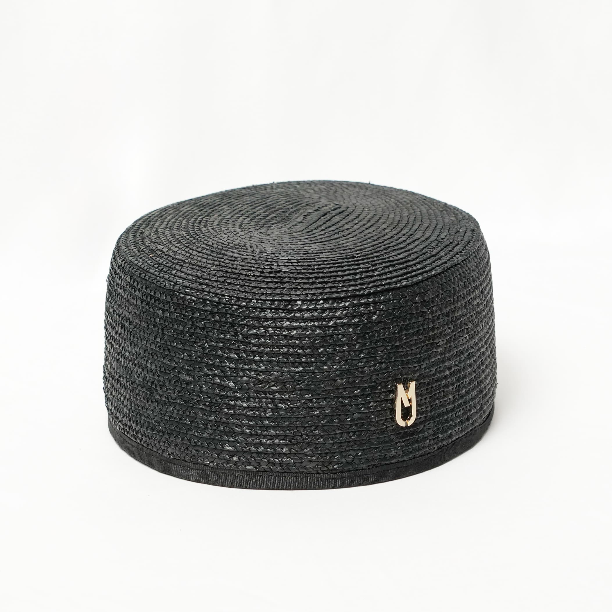 TORIN BLACK Straw Pillbox